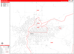 Great Falls Wall Map Zip Code Red Line Style 2026